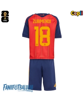 Spania Martin Zubimendi #18 Echipament de Fotbal Replică Mondial 2026 Copii Acasa (+ Șorturi)